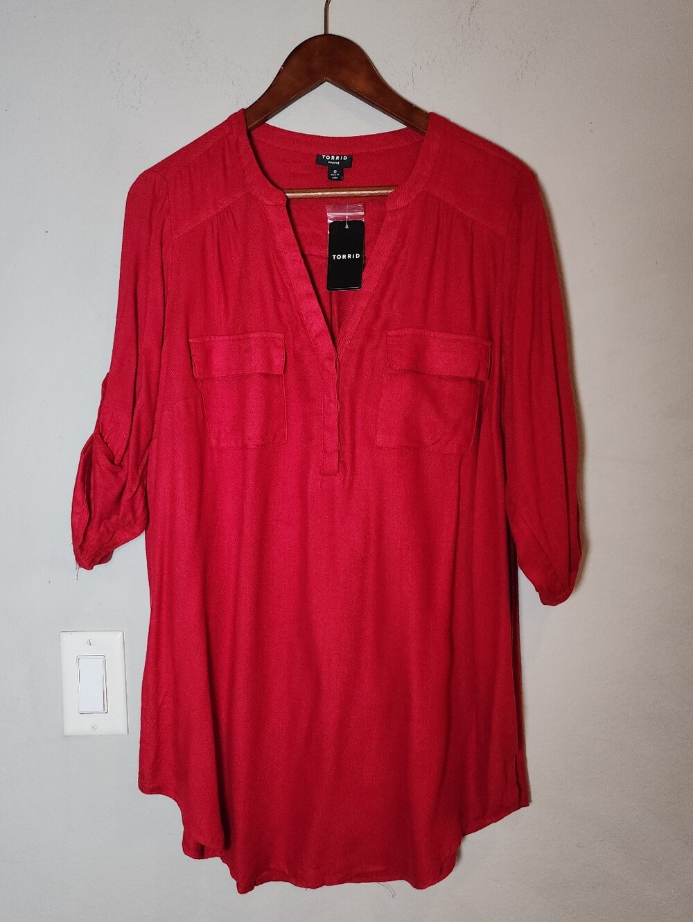 NWT Torrid Harper Brushed Rayon Pullover Tunic Blouse Top Red  Size Large